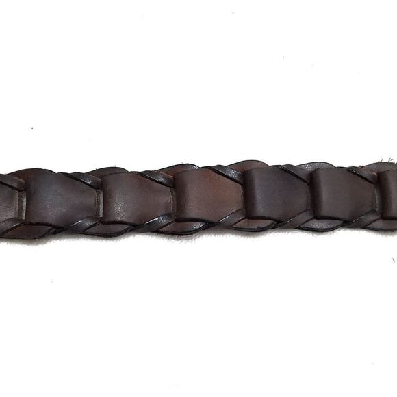 VINTAGE Braid Oil Tanned Cowhide Brass Buckle Belt - Picture 3 of 6